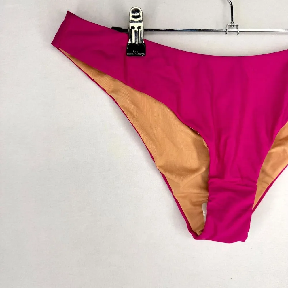 J.Crew High Rise Bikini Bottom Bathing suit Pink Ladies Size‎ L NEW BC125 RFU